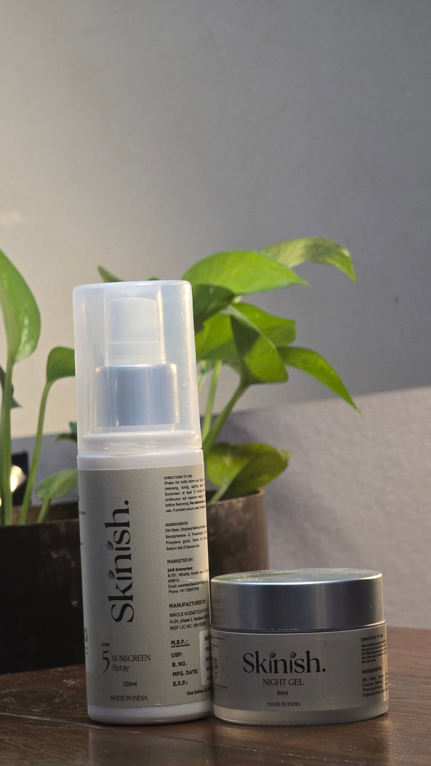 Sunscreen spray & Night Gel